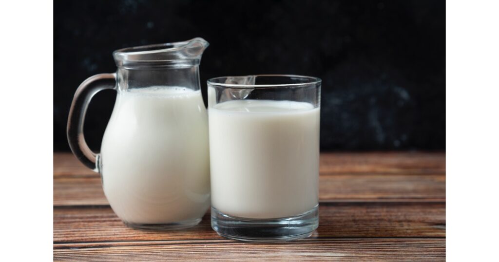 fresh milk mug jug wooden table