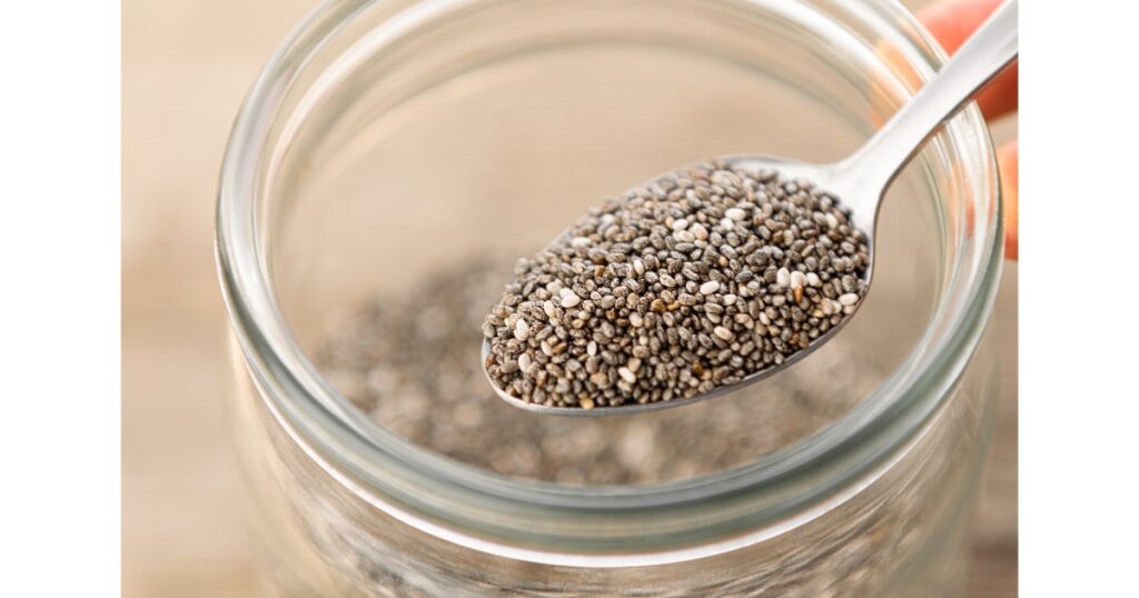 nutritious chia seeds spoon close up