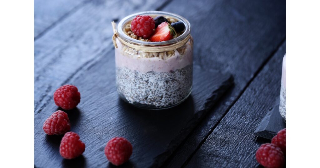 yogurt with chia seed berries glass 2